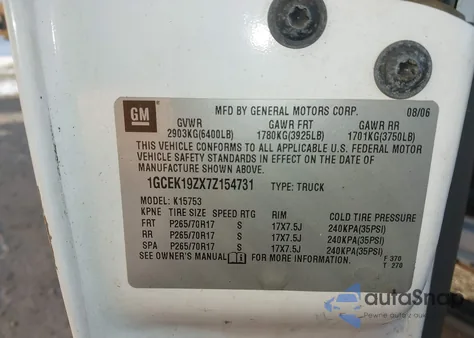 2007 Chevrolet Silverado 1500 Classic Lt1 z USA, uszkodzony, nr VIN 1GCEK19ZX7Z154731